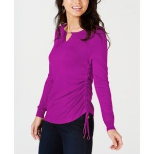 NWT Thalia Sodi purple ruched keyhole sweater